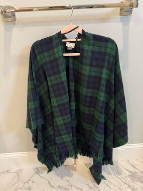 David and Young Green and Navy Tartan Plaid Cape